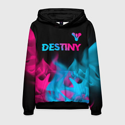 Толстовка-худи мужская Destiny - neon gradient: символ сверху, цвет: 3D-черный