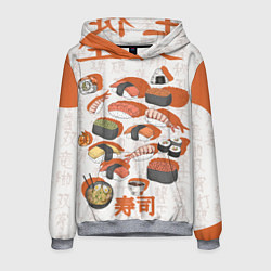 Толстовка-худи мужская Японская еда, цвет: 3D-меланж