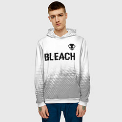 Толстовка-худи мужская Bleach glitch на светлом фоне: символ сверху, цвет: 3D-белый — фото 2