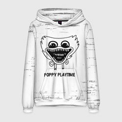 Толстовка-худи мужская Poppy Playtime glitch на светлом фоне, цвет: 3D-белый