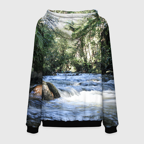 Мужская толстовка Течёт река в лесу / 3D-Черный – фото 2