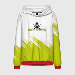 Толстовка-худи мужская Iron Maiden желтая краска, цвет: 3D-красный