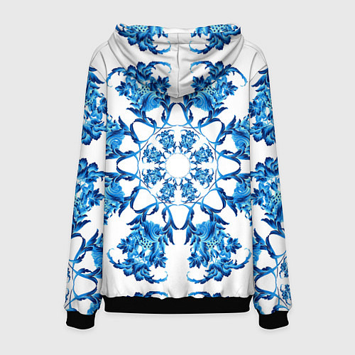 Мужская толстовка Гжель синий цветок / 3D-Черный – фото 2