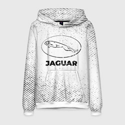 Толстовка-худи мужская Jaguar с потертостями на светлом фоне, цвет: 3D-белый