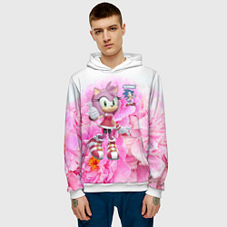 Толстовка-худи мужская Sonic - Amy Rose - Video game, цвет: 3D-белый — фото 2