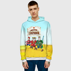 Толстовка-худи мужская Остров сокровищ - персонажи, цвет: 3D-белый — фото 2