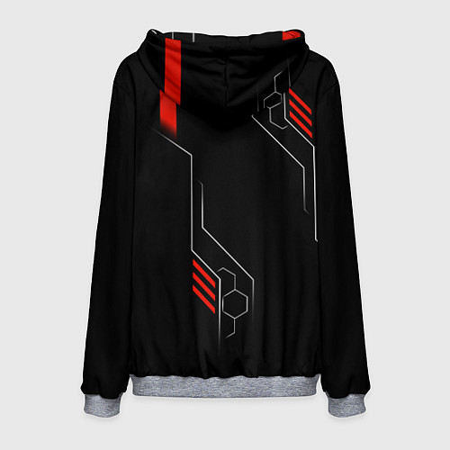 Мужская толстовка Samurai - Красный техно - Киберпанк / 3D-Меланж – фото 2