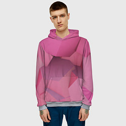 Толстовка-худи мужская Розовые геометрические фигуры, цвет: 3D-меланж — фото 2