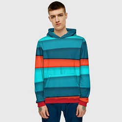 Толстовка-худи мужская Геометрические непараллельные пластины, цвет: 3D-красный — фото 2