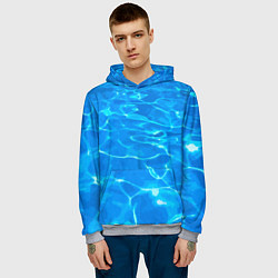 Толстовка-худи мужская Абстрактные волны бассейна - текстура, цвет: 3D-меланж — фото 2