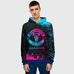 Толстовка-худи мужская Manchester United - neon gradient, цвет: 3D-синий — фото 2