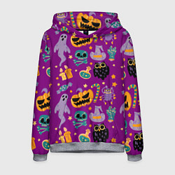 Толстовка-худи мужская Happy Halloween - holiday pattern, цвет: 3D-меланж