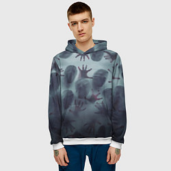 Толстовка-худи мужская Scary faces trying to get out, цвет: 3D-белый — фото 2