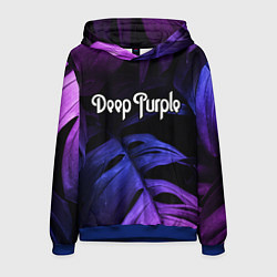 Толстовка-худи мужская Deep Purple neon monstera, цвет: 3D-синий