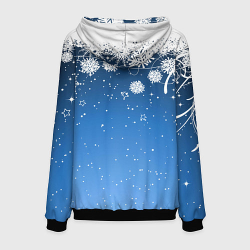 Мужская толстовка Снежный узор на синем фоне / 3D-Черный – фото 2
