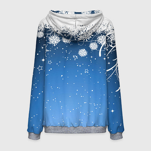 Мужская толстовка Снежный узор на синем фоне / 3D-Меланж – фото 2