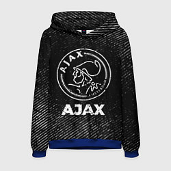 Толстовка-худи мужская Ajax с потертостями на темном фоне, цвет: 3D-синий