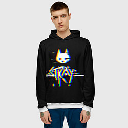 Толстовка-худи мужская Stray glitch logo, цвет: 3D-белый — фото 2