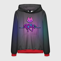 Толстовка-худи мужская Stray logo neon, цвет: 3D-красный