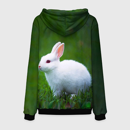 Мужская толстовка Кролик на фоне травы / 3D-Черный – фото 2