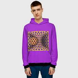 Толстовка-худи мужская Вращающийся шар - оптическая иллюзия, цвет: 3D-черный — фото 2
