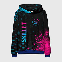 Толстовка-худи мужская Skillet - neon gradient: надпись, символ, цвет: 3D-синий