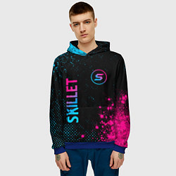 Толстовка-худи мужская Skillet - neon gradient: надпись, символ, цвет: 3D-синий — фото 2