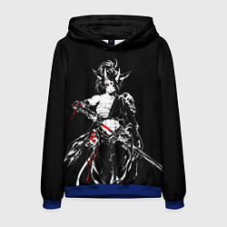 Толстовка-худи мужская Кибер девушка самурай, цвет: 3D-синий