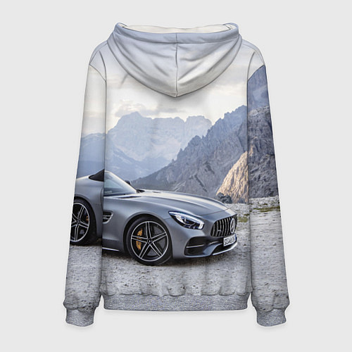 Мужская толстовка Mercedes AMG V8 Biturbo cabriolet - mountains / 3D-Меланж – фото 2