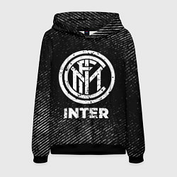 Толстовка-худи мужская Inter с потертостями на темном фоне, цвет: 3D-черный