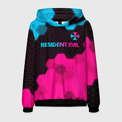 Толстовка-худи мужская Resident Evil - neon gradient: символ сверху, цвет: 3D-черный
