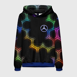 Толстовка-худи мужская Mercedes - neon pattern, цвет: 3D-синий