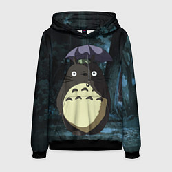 Толстовка-худи мужская Totoro in rain forest, цвет: 3D-черный
