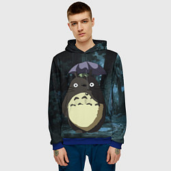 Толстовка-худи мужская Totoro in rain forest, цвет: 3D-синий — фото 2