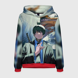 Толстовка-худи мужская Человек Бензопила Аки, цвет: 3D-красный