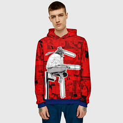 Толстовка-худи мужская Человек- бензопила : Кадры манги, цвет: 3D-синий — фото 2