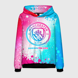 Толстовка-худи мужская Manchester City neon gradient style, цвет: 3D-черный