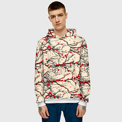 Толстовка-худи мужская Sakura flowers, цвет: 3D-белый — фото 2