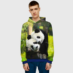 Толстовка-худи мужская Влюблённые панды, цвет: 3D-синий — фото 2