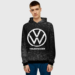 Толстовка-худи мужская Volkswagen с потертостями на темном фоне, цвет: 3D-черный — фото 2