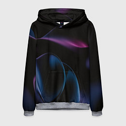 Толстовка-худи мужская Абстрактные фиолетовые волны, цвет: 3D-меланж