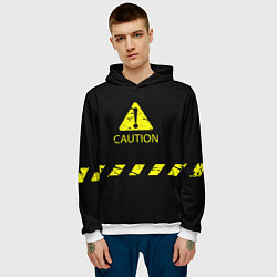 Толстовка-худи мужская CAUTION - Осторожно опасность, цвет: 3D-белый — фото 2