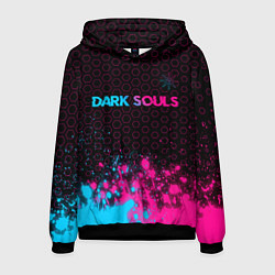 Толстовка-худи мужская Dark Souls - neon gradient: символ сверху, цвет: 3D-черный