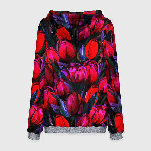 Мужская толстовка Тюльпаны - поле красных цветов / 3D-Меланж – фото 2