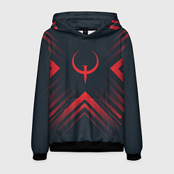 Толстовка-худи мужская Красный символ Quake на темном фоне со стрелками, цвет: 3D-черный
