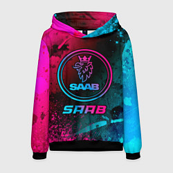 Толстовка-худи мужская Saab - neon gradient, цвет: 3D-черный