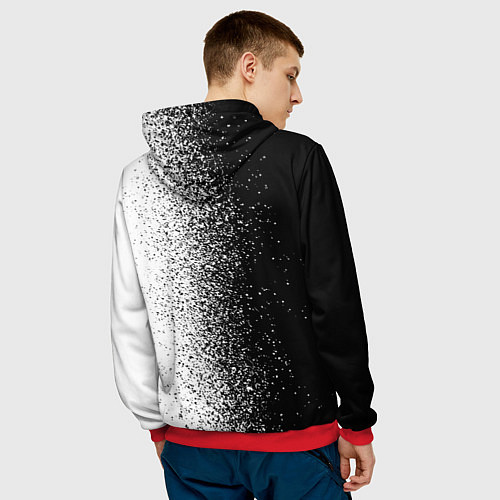 Мужская толстовка Брызги красок - Черно-белый / 3D-Красный – фото 4