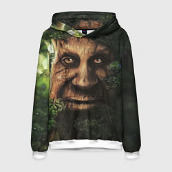 Толстовка-худи мужская Дерево с лицом мем Мудрое дерево, цвет: 3D-белый