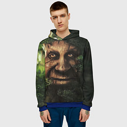 Толстовка-худи мужская Дерево с лицом мем Мудрое дерево, цвет: 3D-синий — фото 2