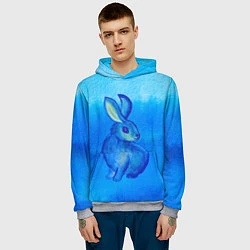 Толстовка-худи мужская Водяной кролик символ 2023, цвет: 3D-меланж — фото 2
